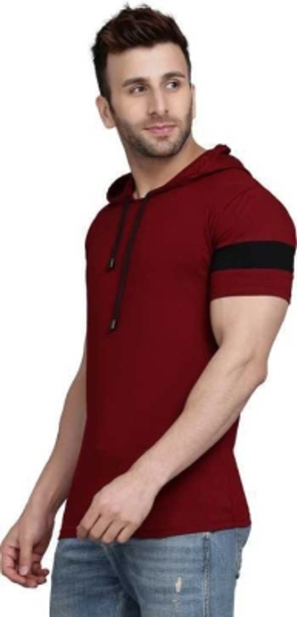 Solid Men Maroon T Shirt - M