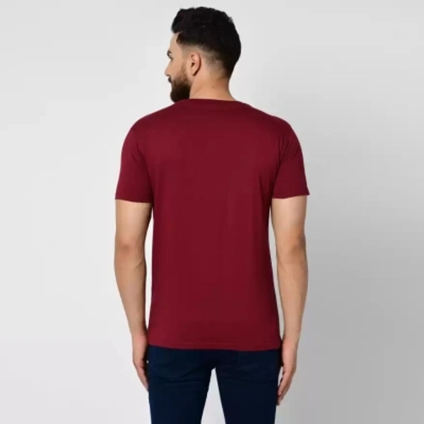 Printed Men Maroon T Shirt - L