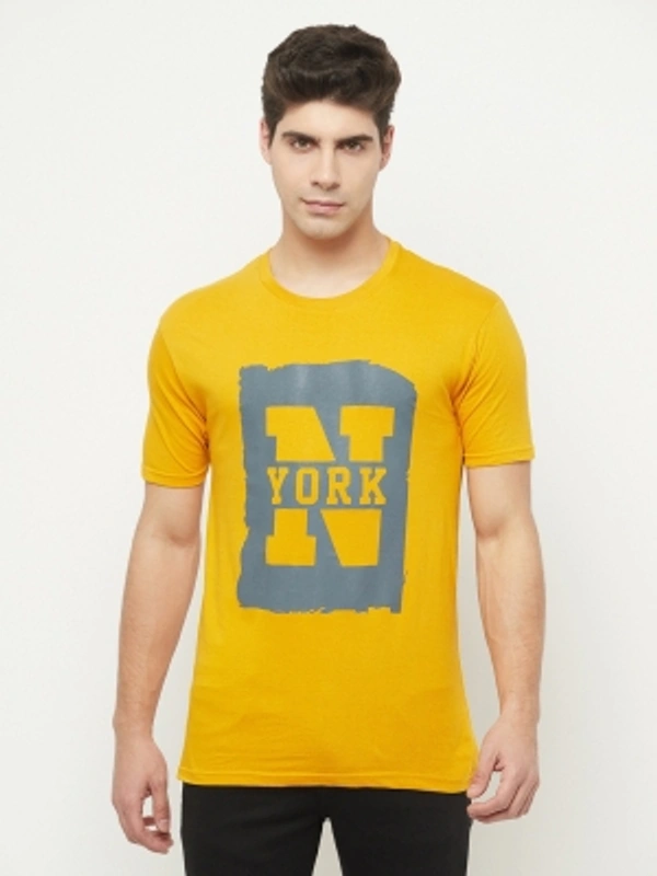 Printed Men Maroon T Shirt - L