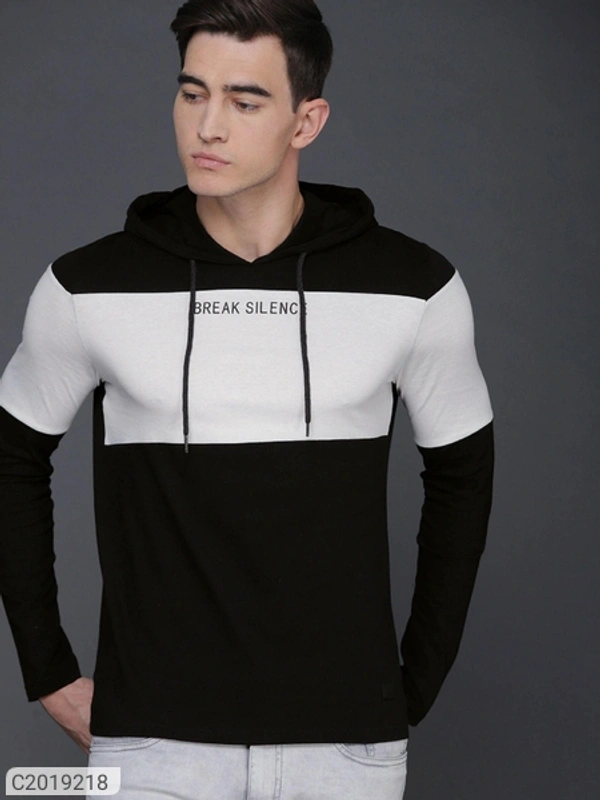 Poly Cotton Printed Full Sleeves Men Hoody T Shirt  - S M L XL