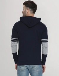 HELMONT Color Block Men Hooded Neck Blue T-Shirt - Blue, S M L XL
