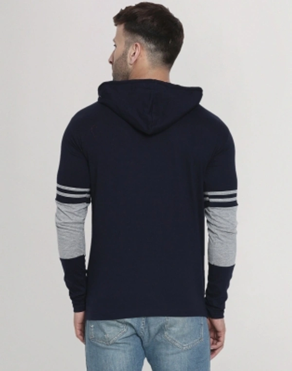 HELMONT Color Block Men Hooded Neck Blue T-Shirt - Blue, S M L XL
