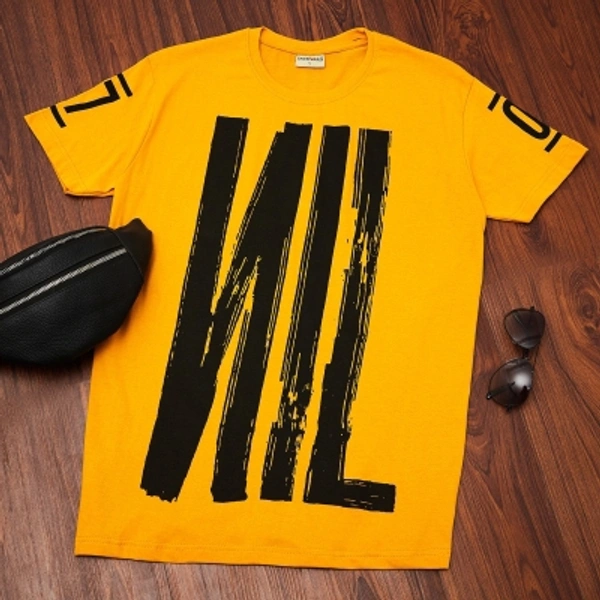 Smartees Printed Men Round Neck Yellow T-Shirt - Yellow, XL