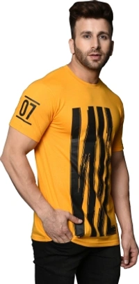 Smartees Printed Men Round Neck Yellow T-Shirt - Yellow, XL