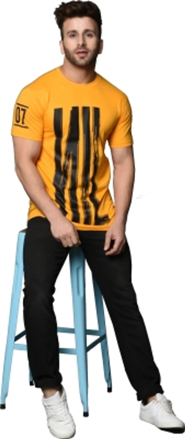 Smartees Printed Men Round Neck Yellow T-Shirt - Yellow, XL
