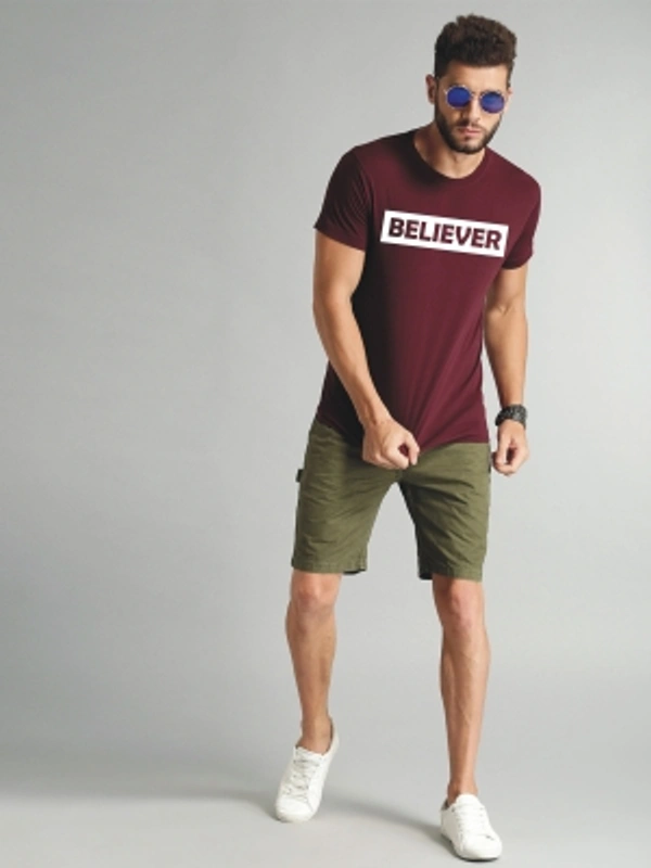 jorkk Printed Men Round Neck Maroon T-Shirt - Maroon, S M L XL XXL