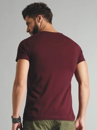 jorkk Printed Men Round Neck Maroon T-Shirt - Maroon, S M L XL XXL