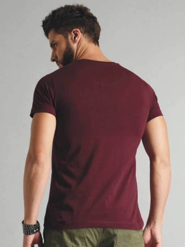 jorkk Printed Men Round Neck Maroon T-Shirt - Maroon, S M L XL XXL