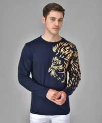 Graphic Print Men Dark Blue T-Shirt - Dark Blue, L