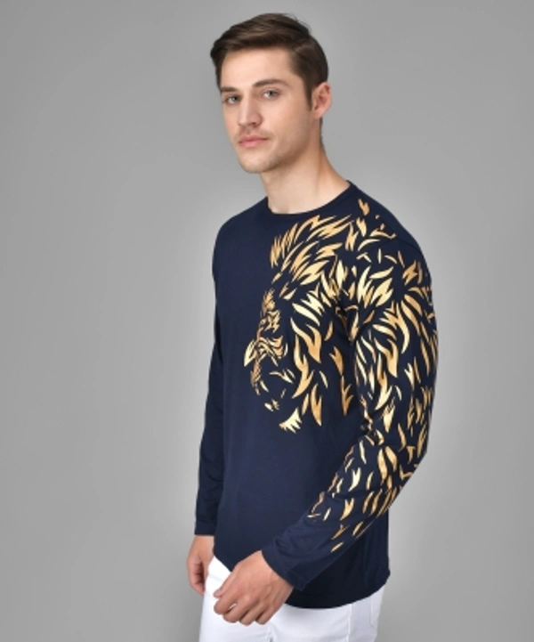 Graphic Print Men Dark Blue T-Shirt - Dark Blue, L