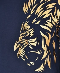 Graphic Print Men Dark Blue T-Shirt - Dark Blue, L
