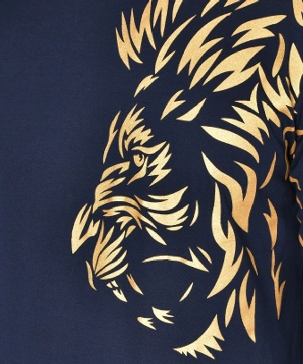 Graphic Print Men Dark Blue T-Shirt - Dark Blue, L