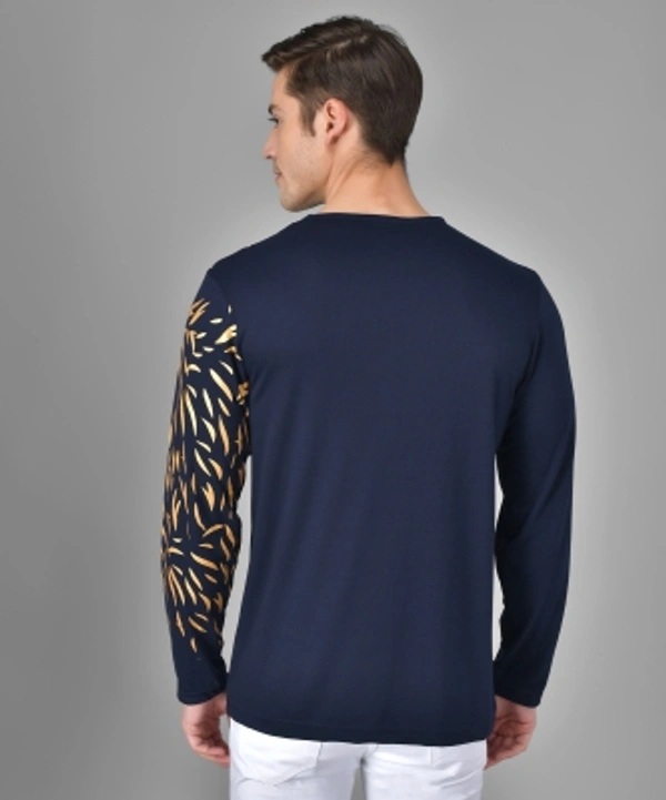 Graphic Print Men Dark Blue T-Shirt - Dark Blue, L