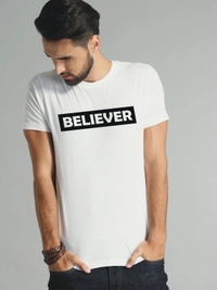 jorkk Printed Men Round Neck Maroon T-Shirt - White, S M L XL XXL