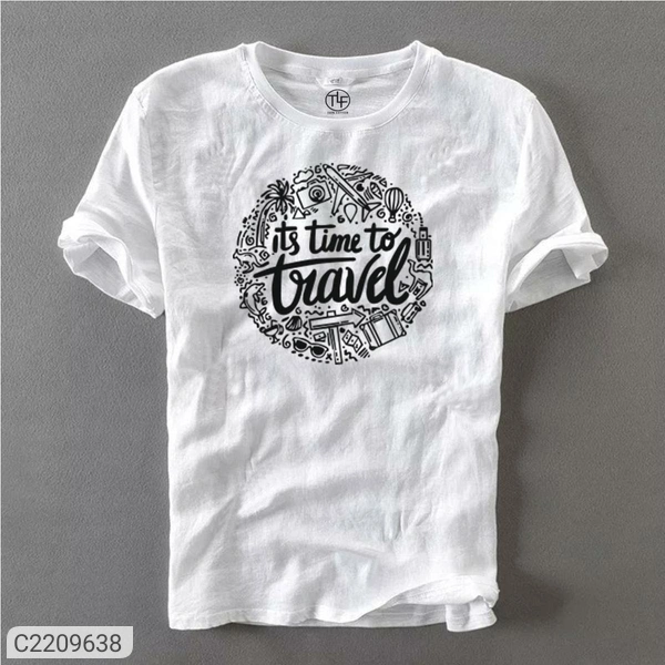 Cotton Printed Half Sleeves T Shirt For Men  - XL