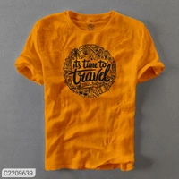 Cotton Printed Half Sleeves T Shirt For Men  - XL