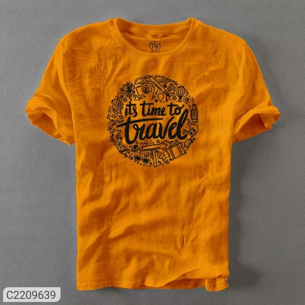 Cotton Printed Half Sleeves T Shirt For Men  - XL