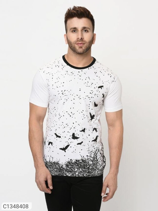 Cotton Printed Half Sleeves T Shirt For Men  - M L XL