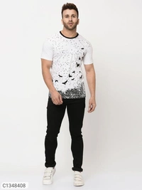 Cotton Printed Half Sleeves T Shirt For Men  - M L XL