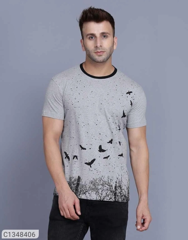 Cotton Printed Half Sleeves T Shirt For Men  - M L XL