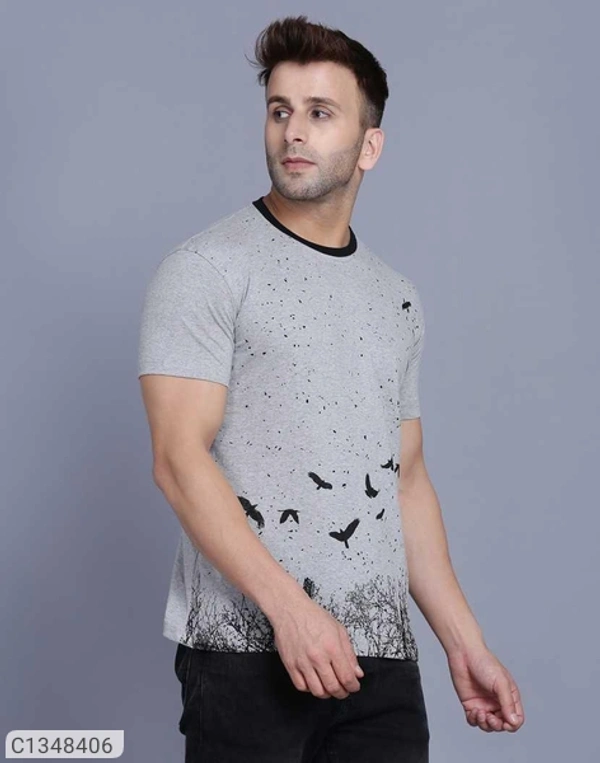 Cotton Printed Half Sleeves T Shirt For Men  - M L XL