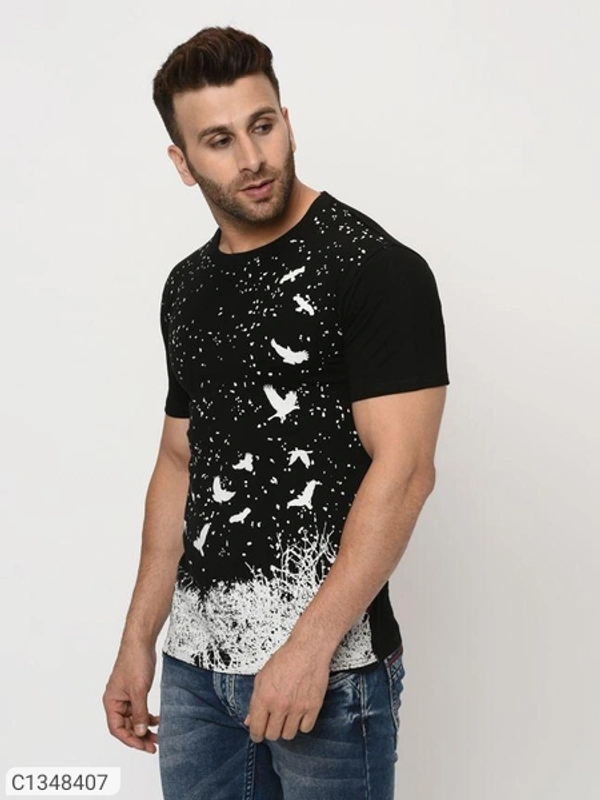 Cotton Printed Half Sleeves T Shirt For Men  - M L XL