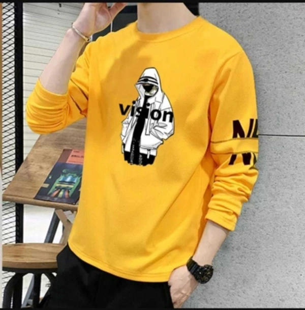 Printed Men Yellow T-Shirt - Yellow, L