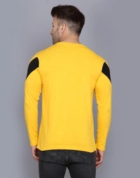 Color Block Men Yellow, Black T-Shirt - YELLOW, S