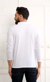 SCATCHITE Solid Men Mandarin Collar White T-Shirt - White, M