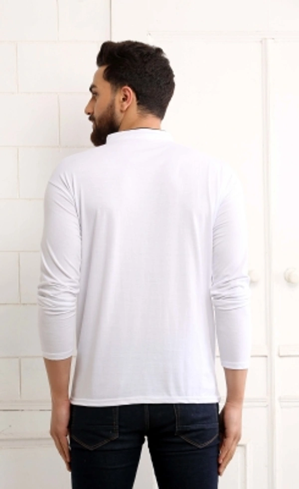 SCATCHITE Solid Men Mandarin Collar White T-Shirt - White, M
