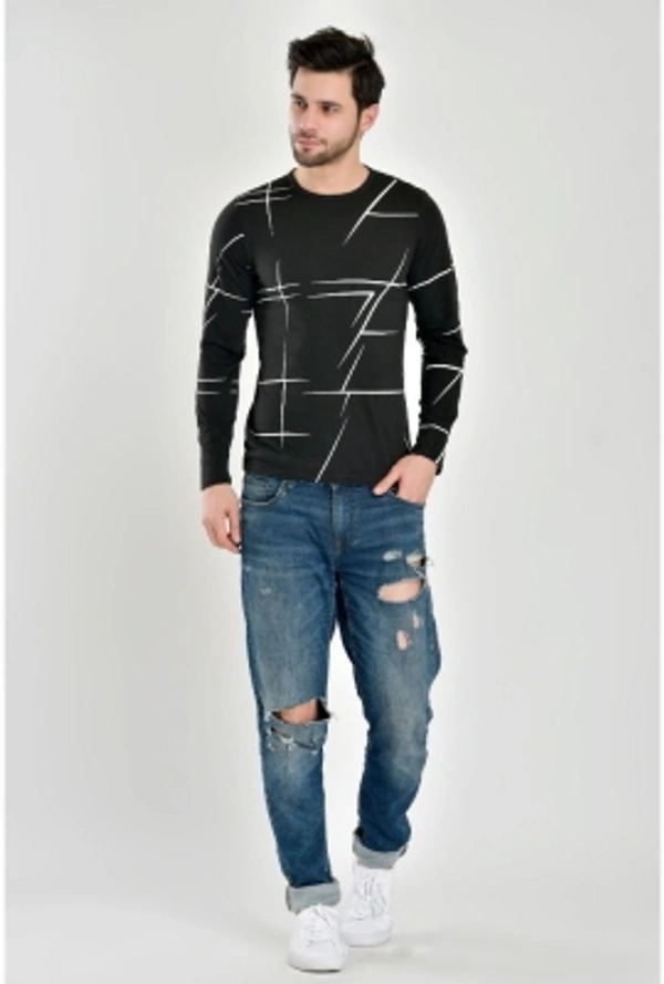 Printed Men Black T-Shirt - Balck, M