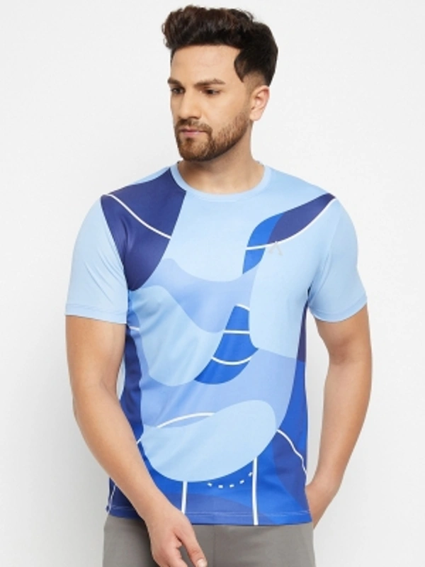 Graphic Print Men Blue T Shirt  - L