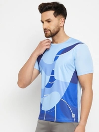 Graphic Print Men Blue T Shirt  - L