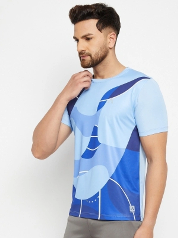 Graphic Print Men Blue T Shirt  - L