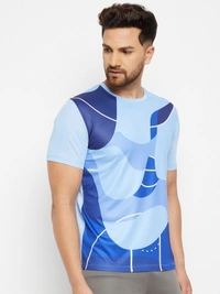 Graphic Print Men Blue T Shirt  - L