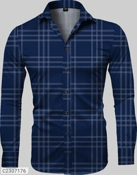 Cotten Blend Check Full Sleeves Casual Shirt  - White, L