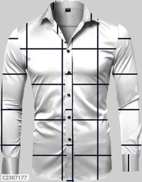 Cotten Blend Check Full Sleeves Casual Shirt  - White, L