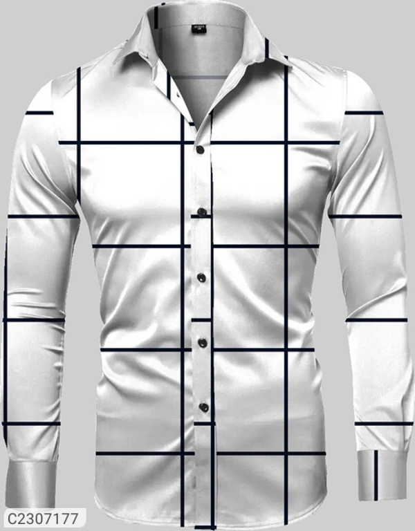 Cotten Blend Check Full Sleeves Casual Shirt  - White, L