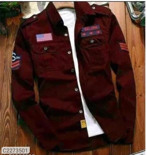Cotton Solid Full Sleeves Men Casual Shirt  - Maroon, XL