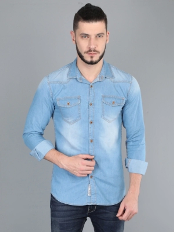 Carbonn Cloth Men Solid Casual Light Blue Shirt - melange gray, M