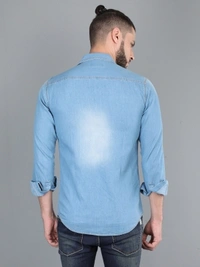 Carbonn Cloth Men Solid Casual Light Blue Shirt - melange gray, M