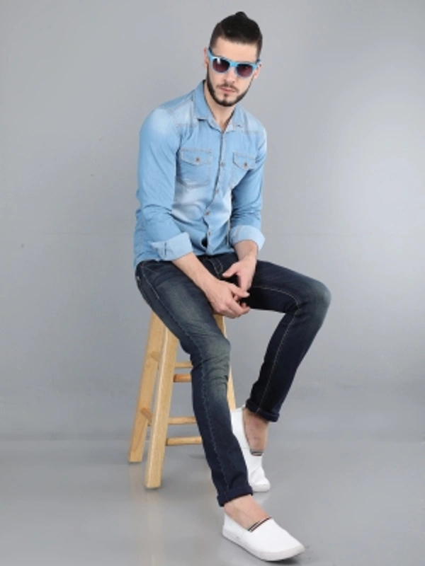 Carbonn Cloth Men Solid Casual Light Blue Shirt - melange gray, M