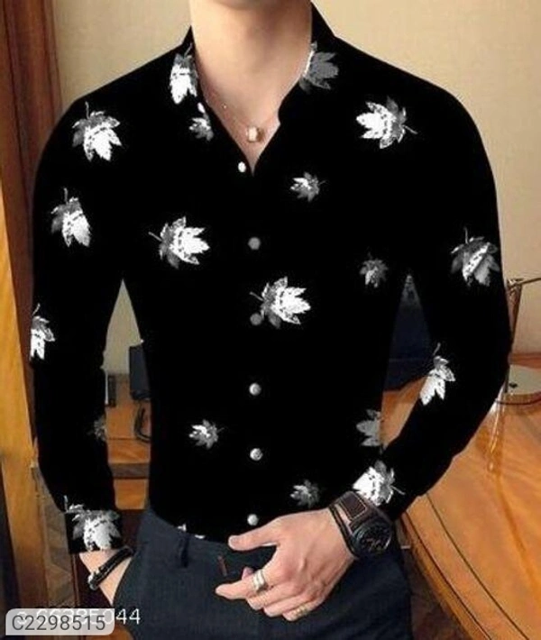 shirt hub Cotton blend full sleeves shirt - Black, M