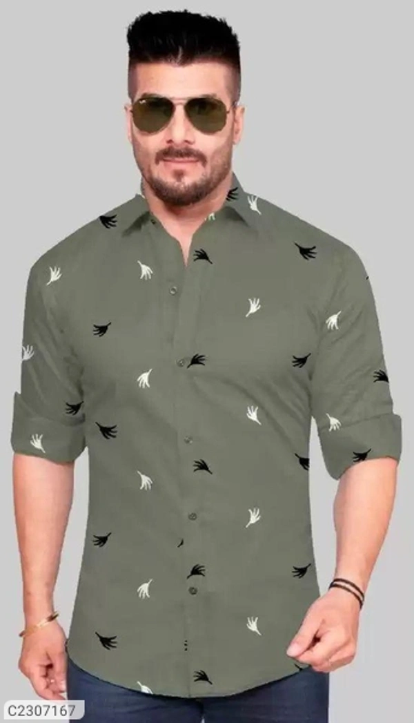 Cotton blend printed full Sleeves Regular Fit Casual shirt - dark blue, M L XL