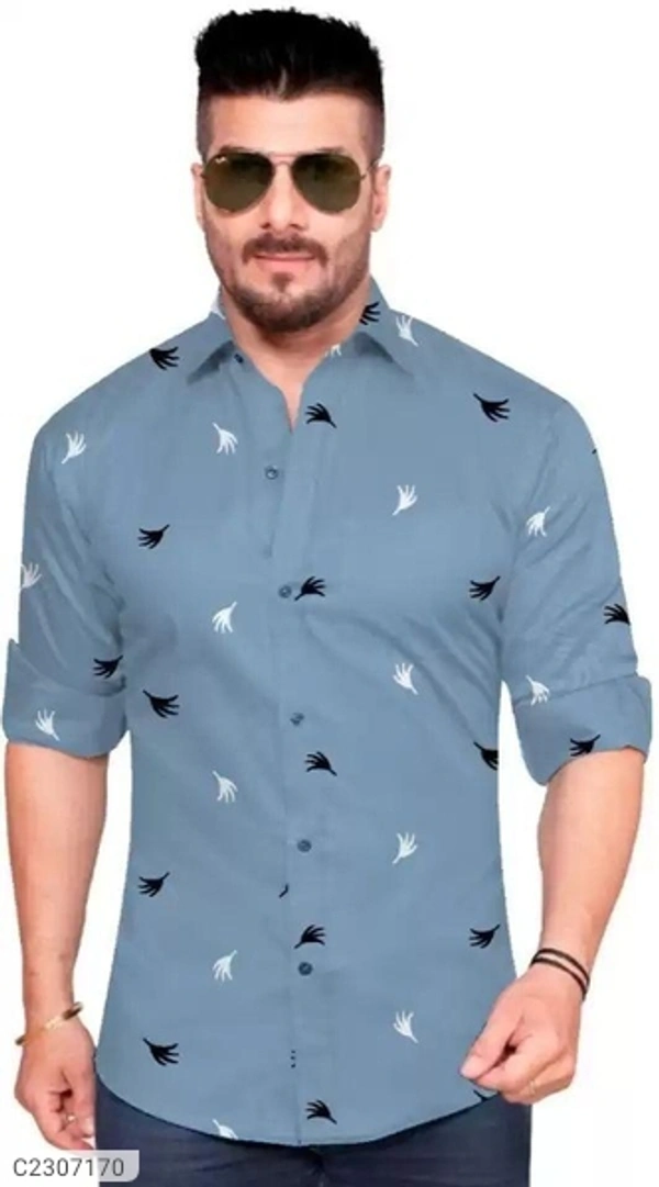 Cotton blend printed full Sleeves Regular Fit Casual shirt - dark blue, M L XL