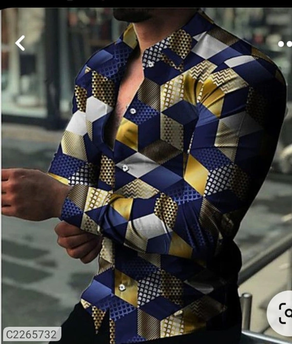 rayon cotton printed full sleevs mens Casual shirt - L, Black