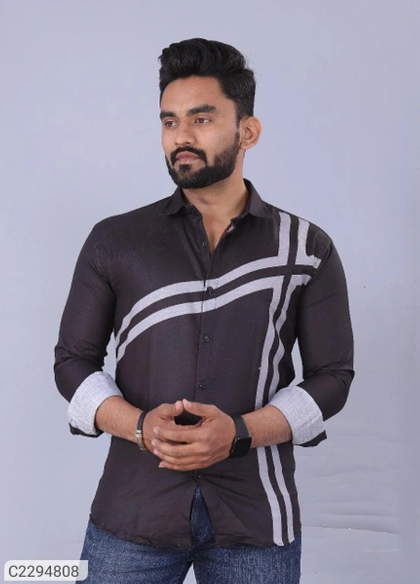 Cotton blend printed full Sleeves Regular Fit Casual shirt - black, M L XL