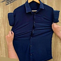 Men Solid Casual White Shirt - navy blue, S M L XL XXL
