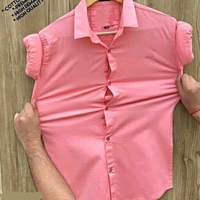 Men Solid Casual White Shirt - pink, S M L XL XXL
