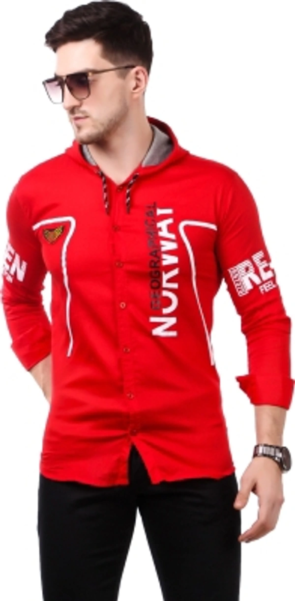 men printed Casual red shirt  - red, S M L XL